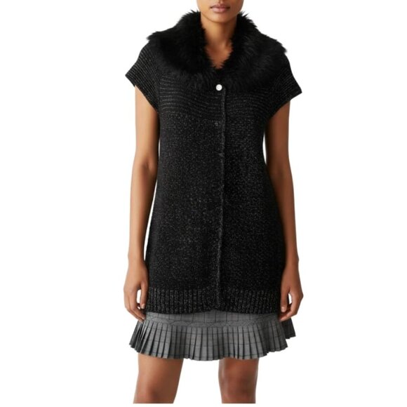 Style & Co. Sweaters - Style & Co Cardigan Sweater Black Silver Threading Removable Faux Trim Medium